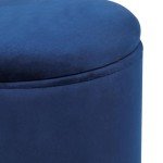 Velvet Ottoman Footrest with Gold Base - Blue