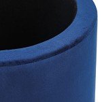 Velvet Ottoman Footrest with Gold Base - Blue