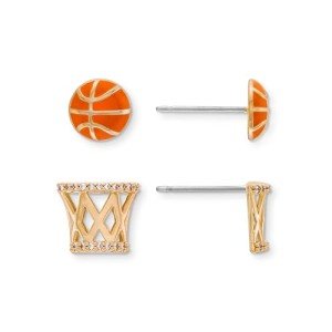Gold Electroplating Basketball Stud Earrings Set