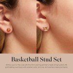 Gold Electroplating Basketball Stud Earrings Set