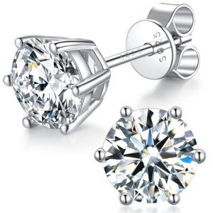 Moissanite Stud Earrings in 18K White Gold