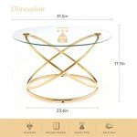 Gold-Plated Round Glass Coffee Table for Living Room