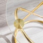 Gold-Plated Round Glass Coffee Table for Living Room