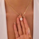 Dainty Gold Plated CZ Leaf Necklace for Women