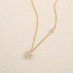 Dainty Gold Plated CZ Leaf Necklace for Women