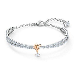 Rose-Gold Heart Bangle Bracelet with Crystals