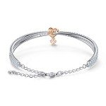 Rose-Gold Heart Bangle Bracelet with Crystals