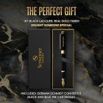Personalized Black Fountain Pen with Gold Accents