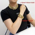 Gold Electroplated 32mm Chunky Chain Necklace