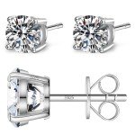 Hypoallergenic Moissanite Stud Earrings in Silver