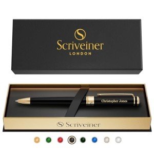 Personalized Black Ballpoint Pen with Gold Plating
