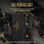 Personalized Black Ballpoint Pen with Gold Plating