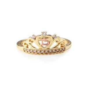 Gold-Plated Tiara Ring for Quinceañera Gift