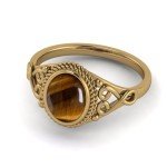 Tiger Eye Gold Plating Ring - Size 6.5 US