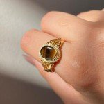Tiger Eye Gold Plating Ring - Size 6.5 US