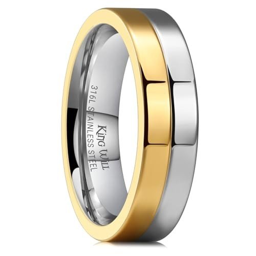 Men's Dual-Tone Stainless Steel Wedding Band - 6mm
