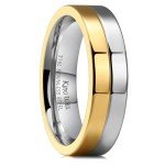 Men's Dual-Tone Stainless Steel Wedding Band - 6mm