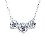 AINUOSHI 3 Stone Moissanite Necklace for Women - 4 Carat Lab Created Simulated Diamond Pendant in 925 Sterling Silver & 14K White Gold Plating, Dainty Elegant Necklace Gift for Wife, Fiancée