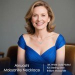 AINUOSHI 3 Stone Moissanite Necklace for Women - 4 Carat Lab Created Simulated Diamond Pendant in 925 Sterling Silver & 14K White Gold Plating, Dainty Elegant Necklace Gift for Wife, Fiancée