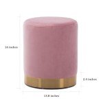 Pink Velvet Ottoman with Gold Base Accent Stool