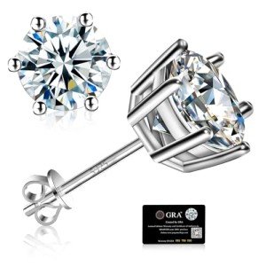 SENOTSMEG Moissanite Stud Earrings in Sterling Silver