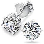 Eco-Friendly Moissanite Stud Earrings in 14K White Gold