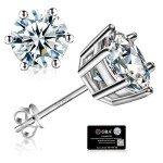 Moissanite Stud Earrings in Sterling Silver 2CT