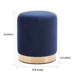Modern Round Velvet Ottoman with Gold Base
