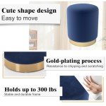 Modern Round Velvet Ottoman with Gold Base