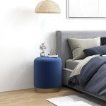 Modern Round Velvet Ottoman with Gold Base