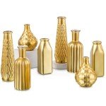 8pcs Antique Gold Electroplating Glass Vase Set