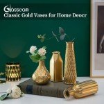 8pcs Antique Gold Electroplating Glass Vase Set