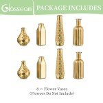 8pcs Antique Gold Electroplating Glass Vase Set