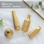 8pcs Antique Gold Electroplating Glass Vase Set