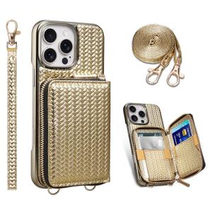 Gold Electroplating iPhone 16 Pro Max Wallet Case