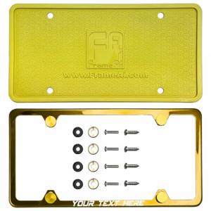 Custom Laser Etched License Plate Frame - Gold