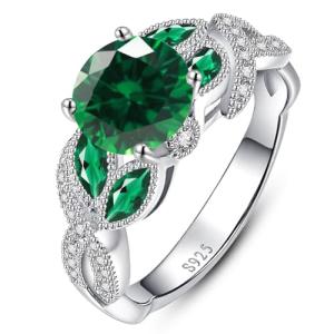 Yaresul Women's Round Created Emerald Ring