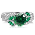 Yaresul Women's Round Created Emerald Ring