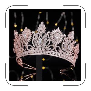 Rose Gold Tiara for Women’s Pageants and Weddings