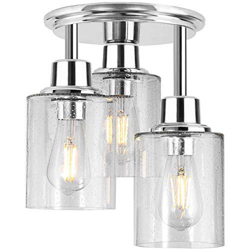 3-Light Chrome Semi Flush Mount Ceiling Light