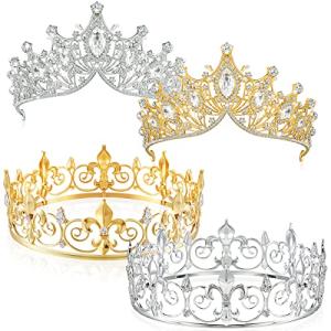 Henoyso 4 Pcs King and Queen Crowns Set