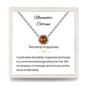 Small November Birthstone Sterling Silver Pendant Necklace