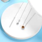 Small November Birthstone Sterling Silver Pendant Necklace