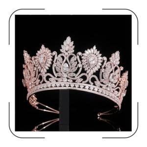 Rose Gold Tiara for Women’s Pageants and Weddings