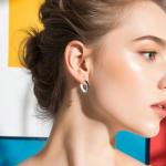 C Shaped Gold Plated Hoop Earrings for Women