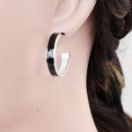 C Shaped Gold Plated Hoop Earrings for Women