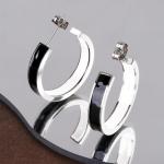 C Shaped Gold Plated Hoop Earrings for Women