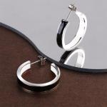 C Shaped Gold Plated Hoop Earrings for Women