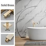 Brushed Gold Floor Mount Bathtub Faucet with Hand Shower