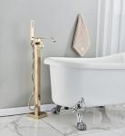 Brushed Gold Floor Mount Bathtub Faucet with Hand Shower